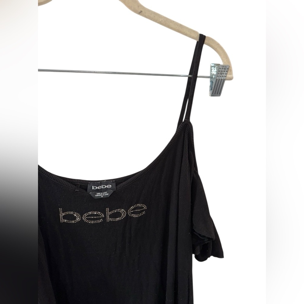 Bebe Black Top with Sparkling Logo - Picture 5 of 6